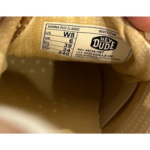 NEW Hey Dude Size 8 Karina Duo Classic White / Tan Sneaker Lace Up Women's NWT - Picture 7 of 13
